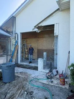 Concrete block sliding glass door conversion, Treasure Coast job photo 10